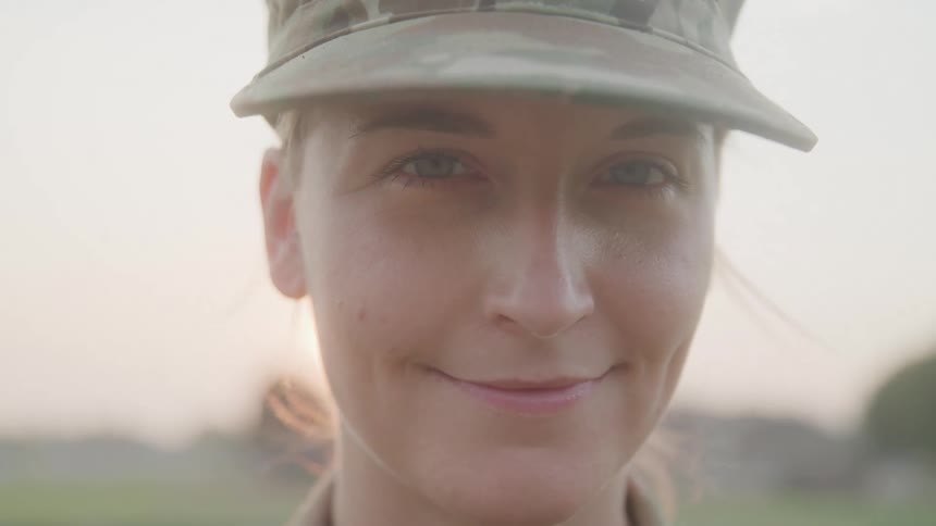 Portrait of a woman in a cap with a happy expression