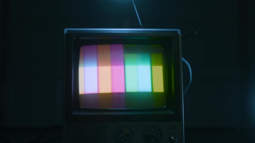 An old television on a blank channel