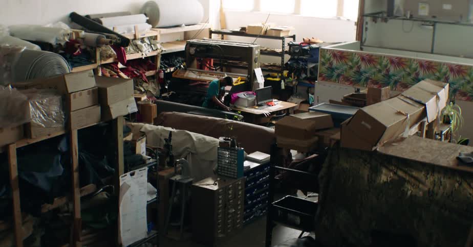Man working in a textile factory