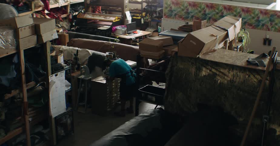 Factory warehouse with fabric boxes