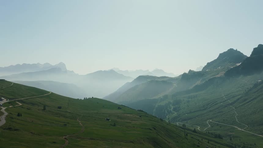 Drone Clip of Mountain Layers in the Mist