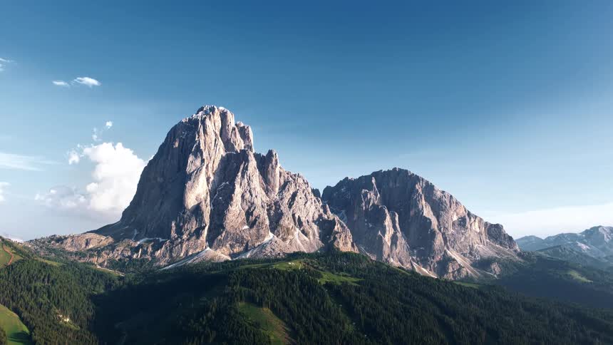 Slow Aerial Shot of the Majestic Dolomites Mountains