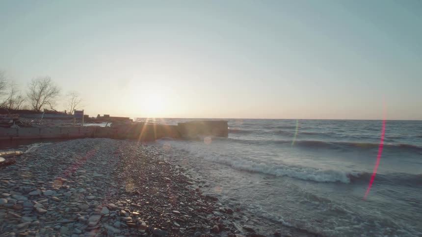 Waves wash up on the shore