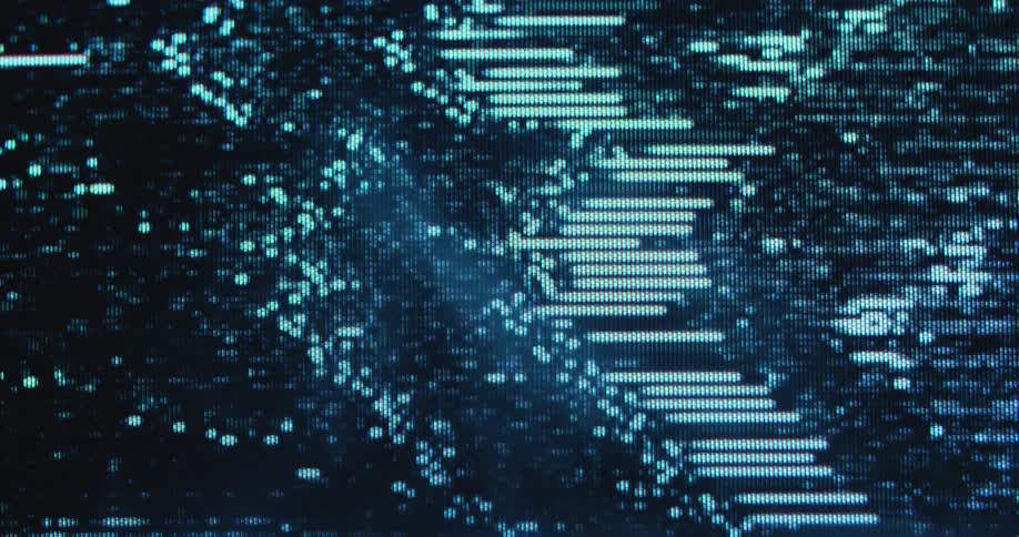 Pixelated black and white screen of an abstract signal dead device with a corrupted signal breakup during internet or media blackout caused by hacker or cyber-criminal attack putting the entire internet system out of business or offline