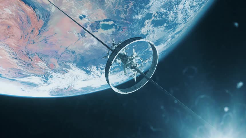 Scientific dome in space on planet earth