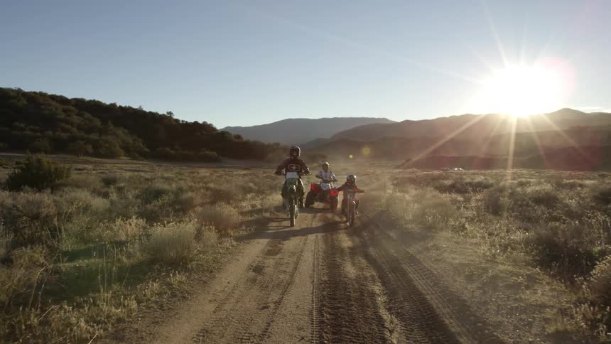 A group riding dirt bikes