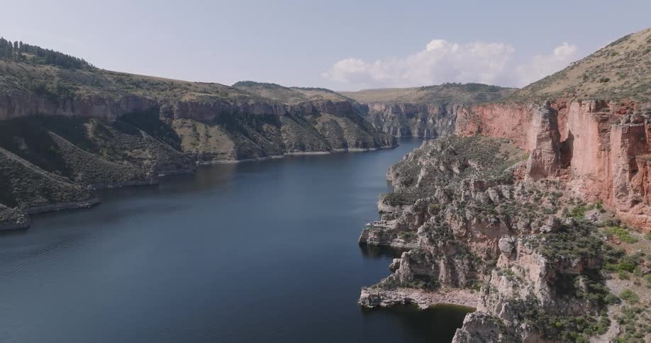 The river is surrounded by cliffs