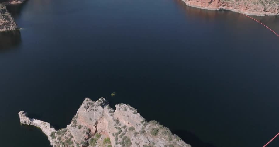 Aerial landscape of an archipelago surrounded by mountains