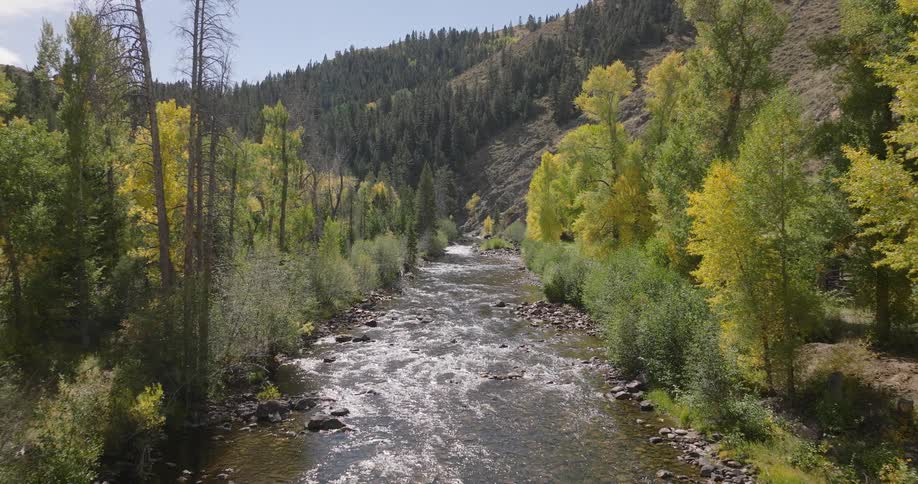 A stream runs along the mountain