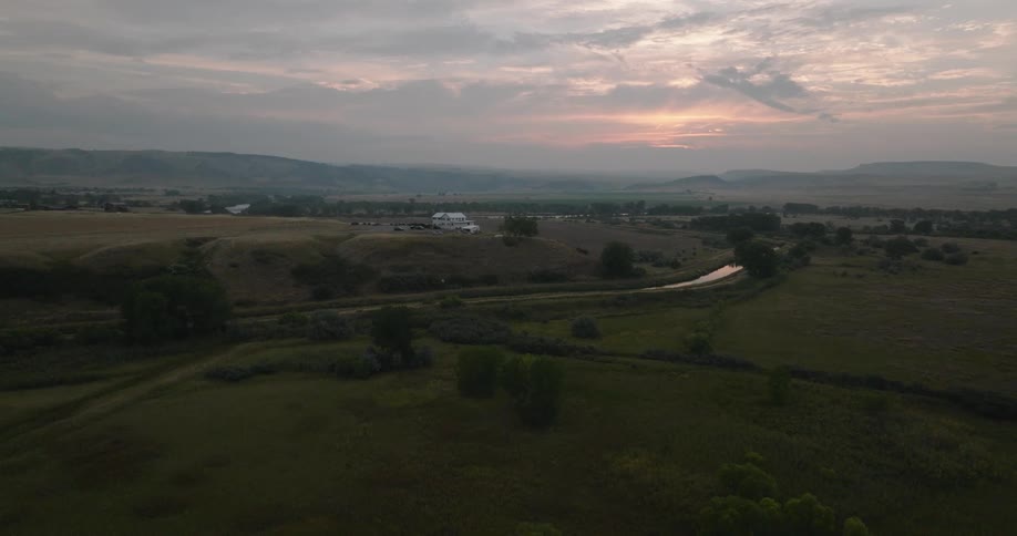 The landscape is flat and green