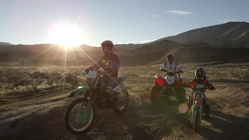 A group riding dirt bikes