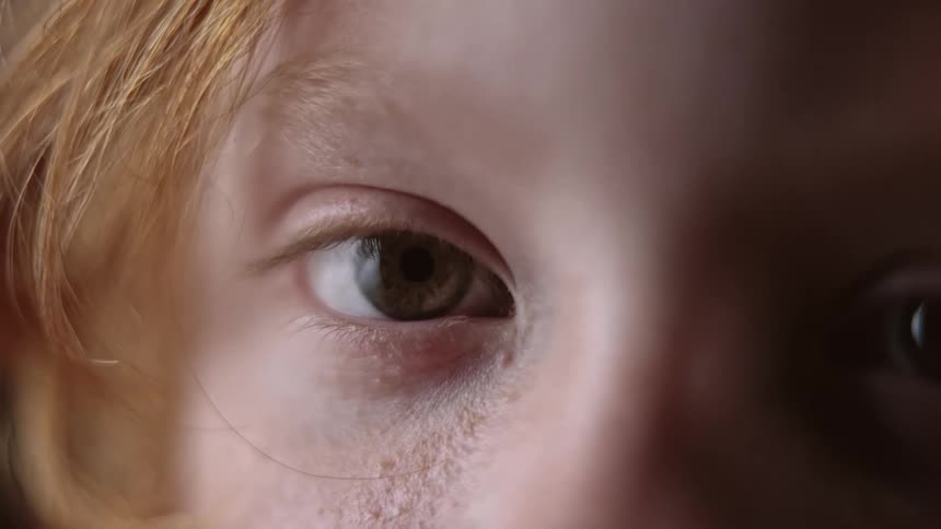 Close up of a boys eyes as he blinks