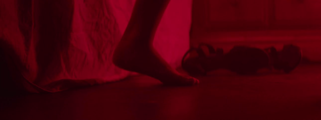 Feet lowering to the floor before walking away