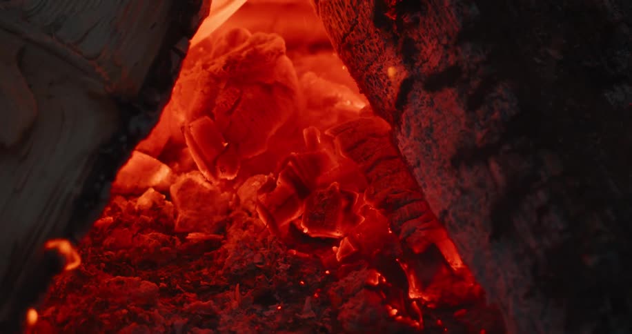 Fire flame on burning coal