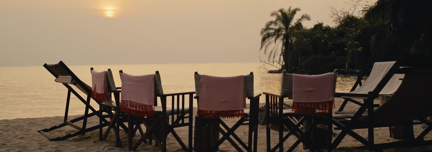 Chairs are on the beach