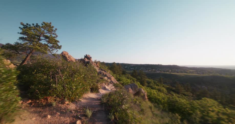 Landscape of a trail through the mountains at dawn