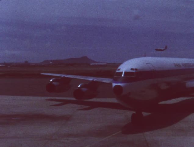 Large boeing airplane taxiing at airport
