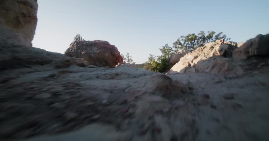 The mountain top is full of large boulders