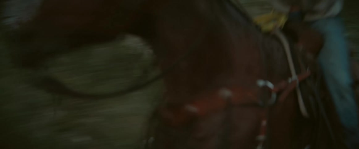 Two men ride horses through the woods on rocky terrain at midday