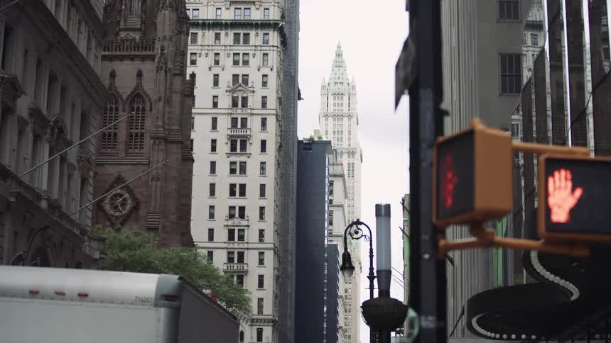 Urban buildings in a city on a cloudy day