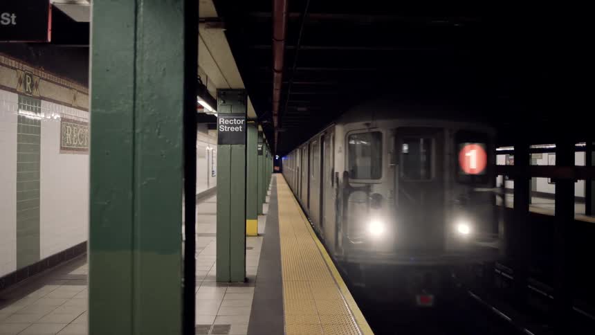 The train passes by in the subway