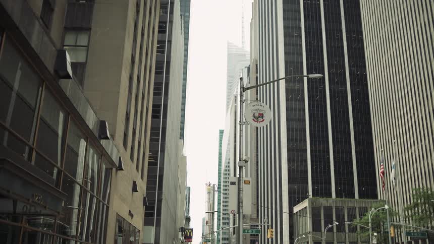 Urban street with modern buildings and skyscrapers