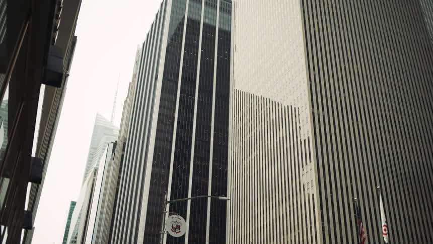 Upward view of modern buildings in a metropolis