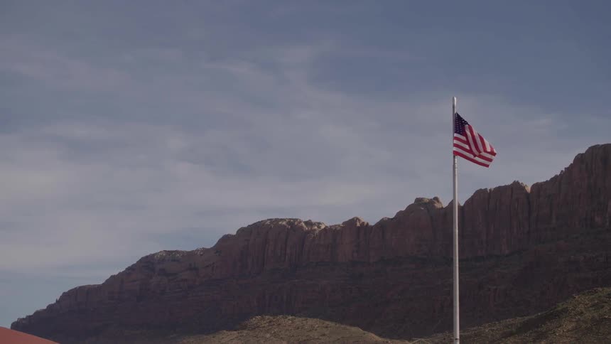 American flag billows in the wind