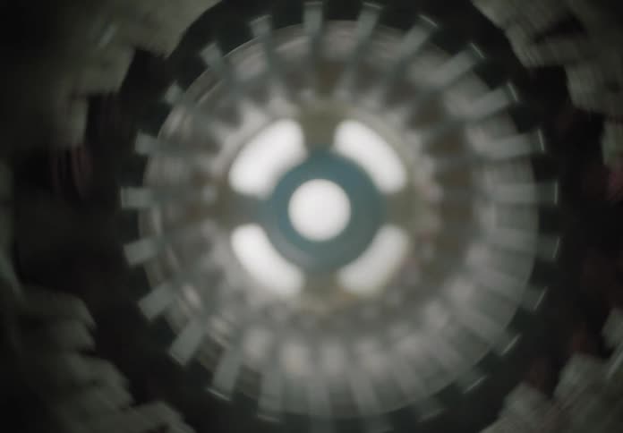 Electronic component in abstract rotating motion