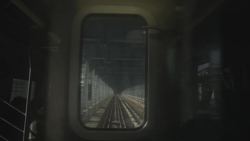 Train travels down tracks