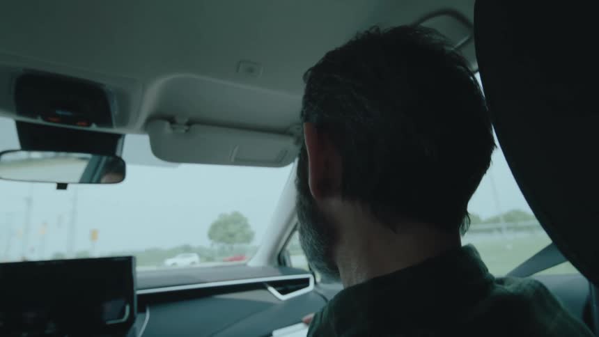 Man inside a moving vehicle