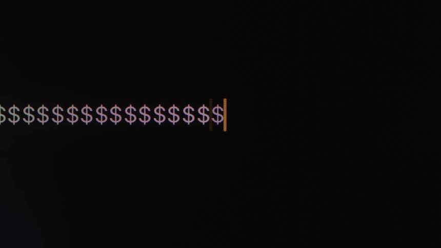 Typing dollar symbol in a row on a computer screen