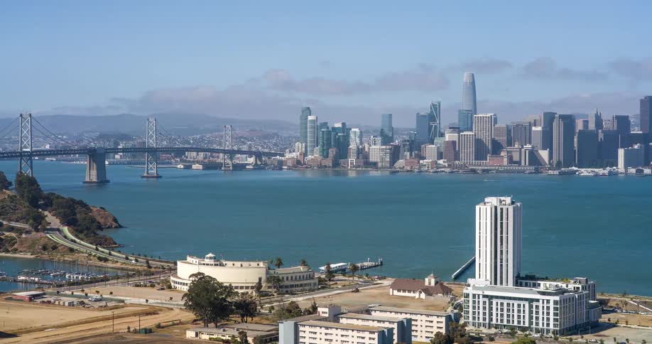 The long bridge leads to the big city