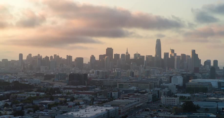 Panorama of an urban city on a cloudy day
