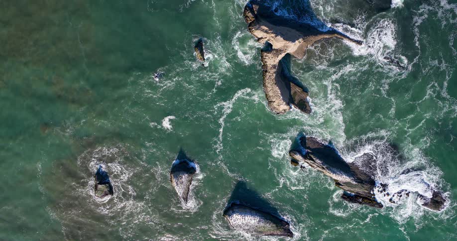 Large extensive rocks in an ocean