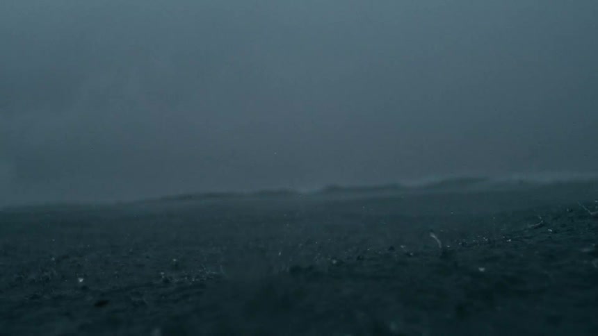 Rain falling on a rough ocean