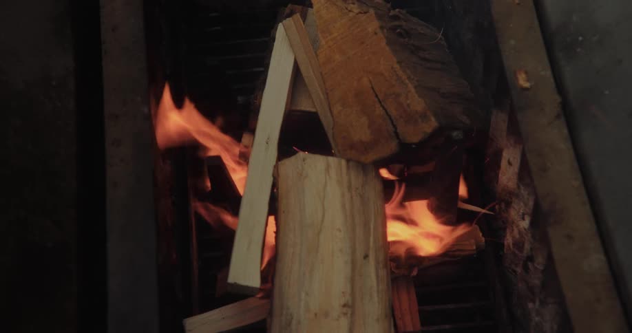 Firewood on fire