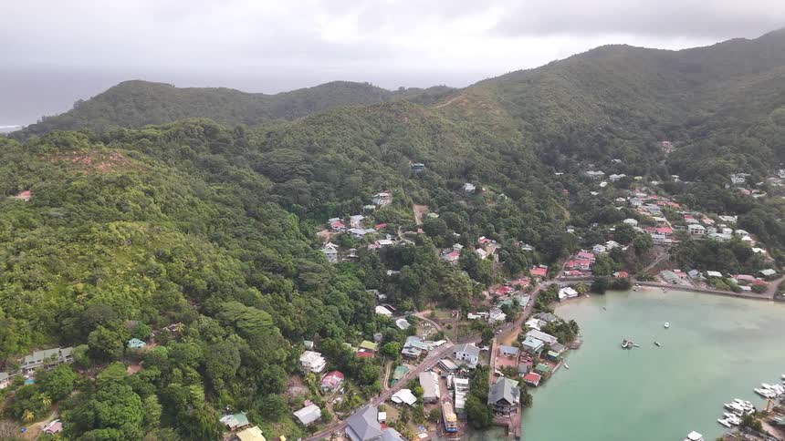 Suburb at the foot of a mountain by the sea