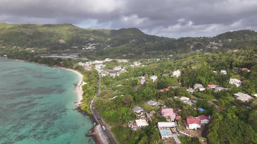 Aerial of a coastal neighbourhood during daytime