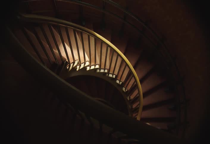 Girls walk down the stairs