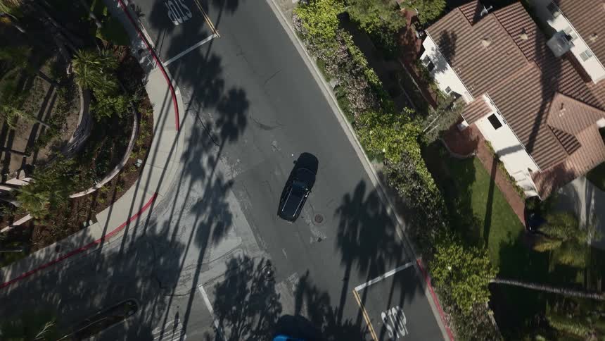 Car traveling on an urban road