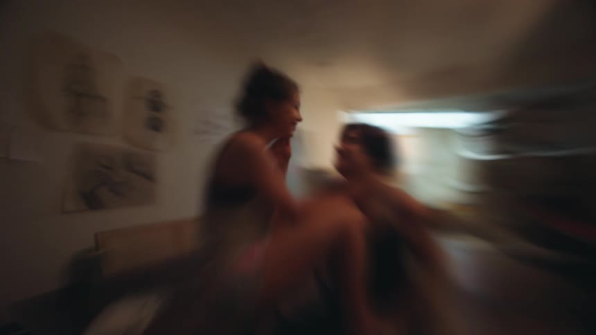 Happy couple in a romantic moment in an indoor space