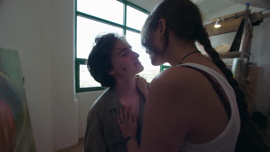 Happy couple kissing