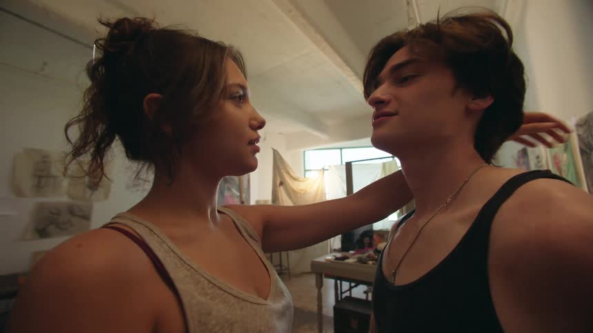 Couple hugging in a romantic moment