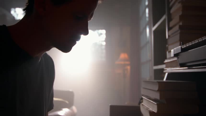 Concentrated man playing piano
