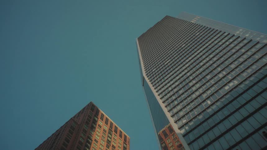 Skyscrapers are shown from the ground up