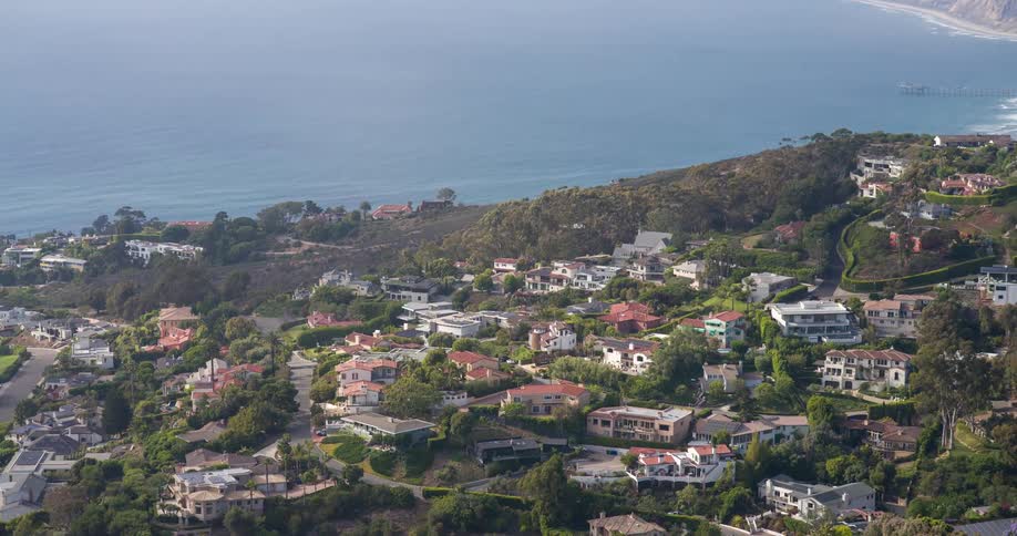 Flying over a coastal community