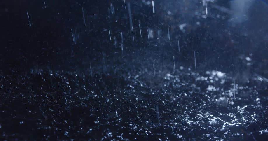 Rain falling on the mud