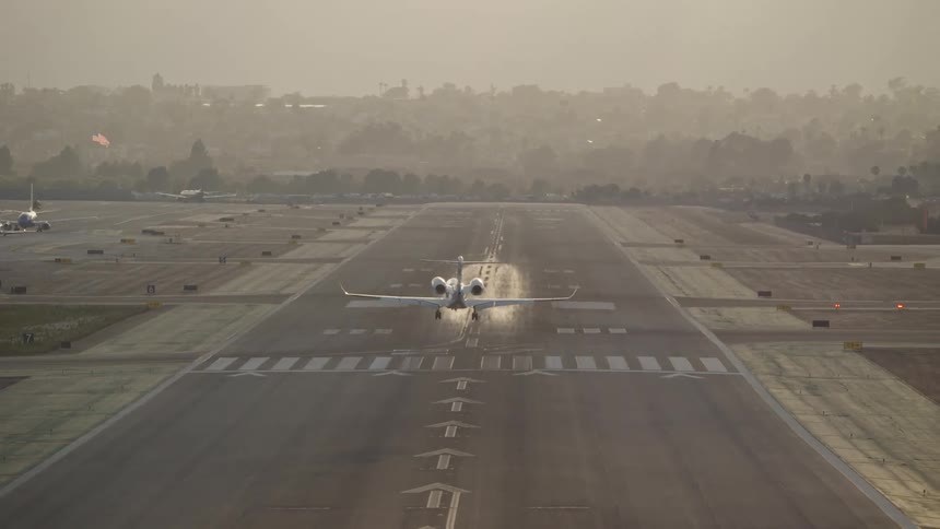 Plane landing accurately on airport runway
