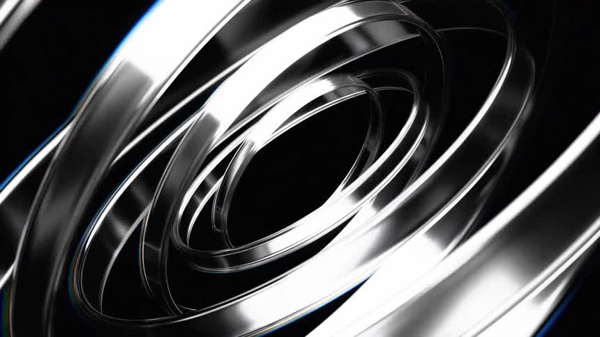Abstract rings in circular motion against a black background